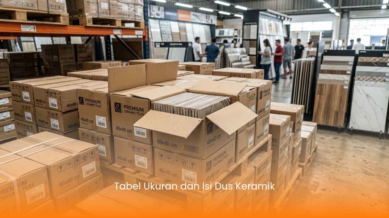 Tabel Ukuran dan Isi Dus Keramik